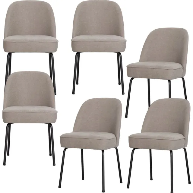 WOOOD Vogue Eetkamerstoelen - Geweven stof - Zand - Set van 6 sand