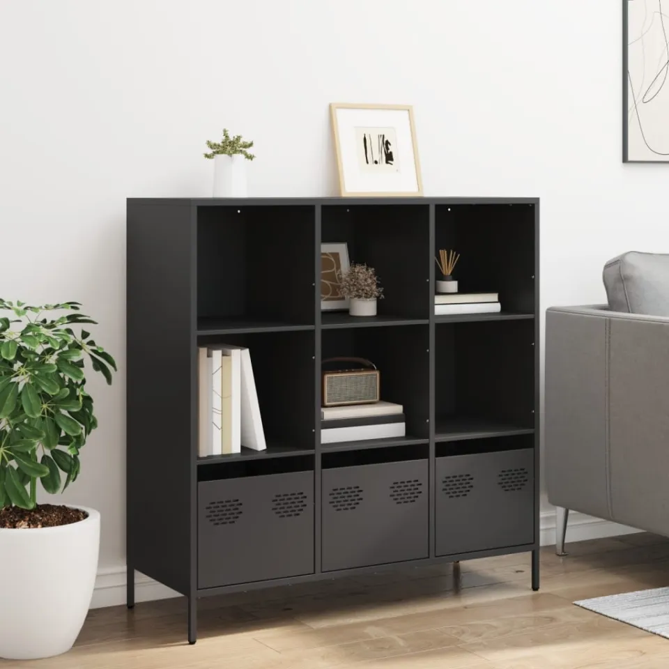 vidaXL Hoge kast 101,5x39x103,5 cm staal zwart, foto 2