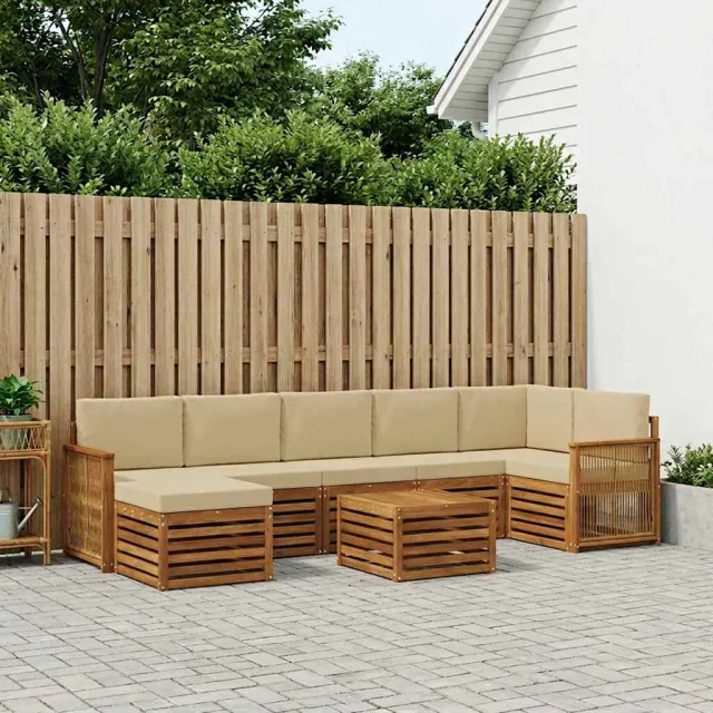vidaXL Buiten bankenset 8 st 8-zits Natuurlijk en Beige