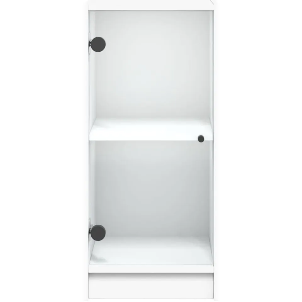 vidaXL Bijzetkast met glazen deuren 35x37x75,5 cm wit