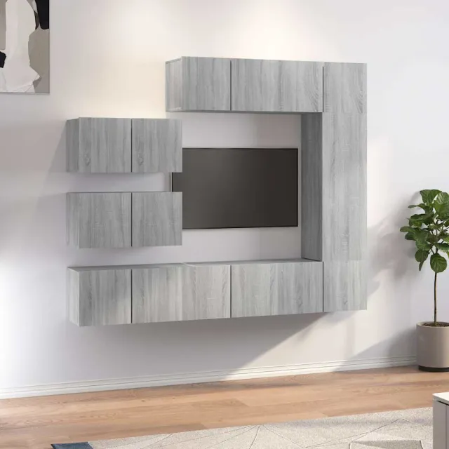 vidaXL 8-delige Tv-meubelset bewerkt hout grijs sonoma eikenkleurig, foto 2