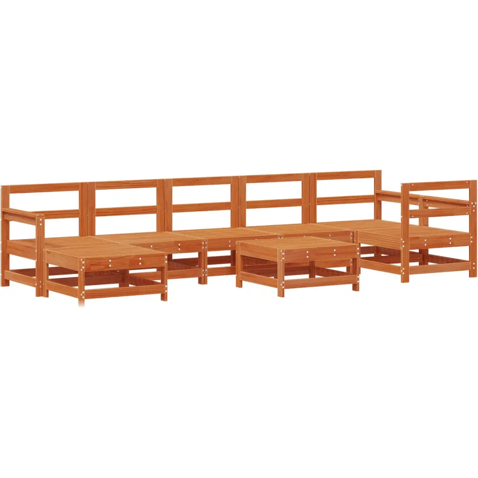 vidaXL Tuin loungeset 8 st Wasbruin Massief grenenhout