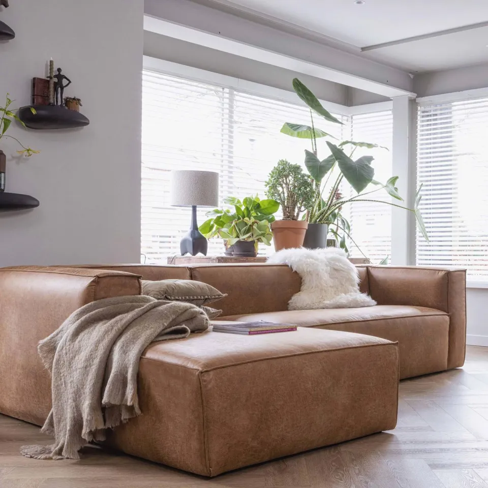 WOOOD Bean Hoekbank Rechts - Polyester - Beige Melange - 73x305x175, foto 5