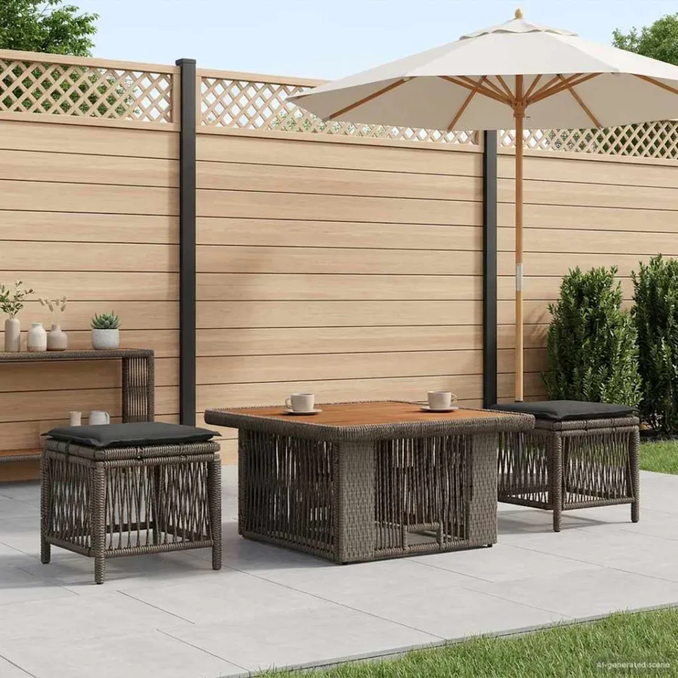 vidaXL Tuin eettafelset 3 st Grijs en Donkergrijs poly rattan, foto 3