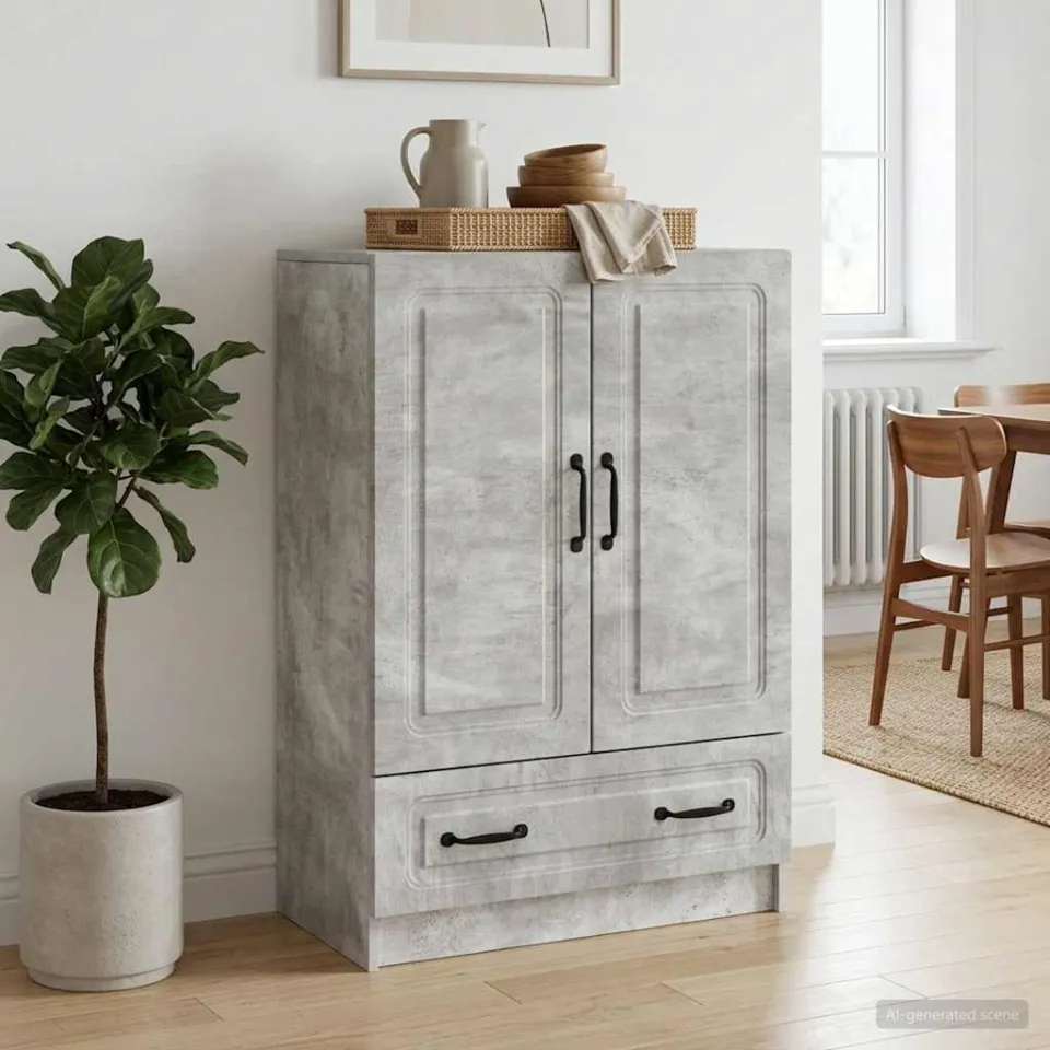 vidaXL Dressoir met lade Betongrijs 66 x 34,5 x 92 cm Bewerkt hout grijs, foto 3