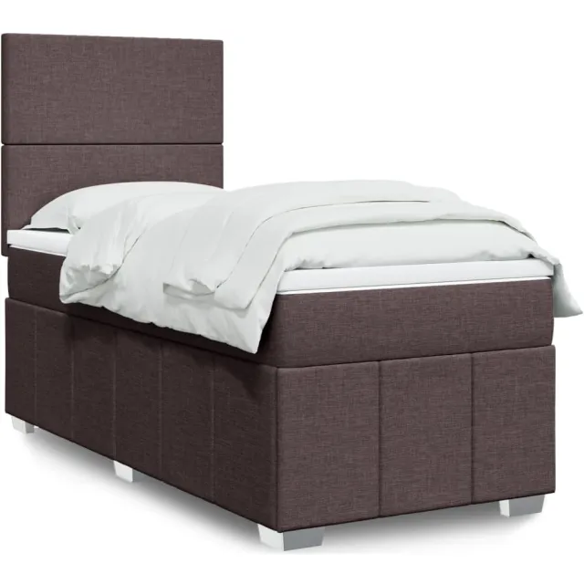 vidaXL Boxspring met matras stof donkerbruin 100x200 cm bruin