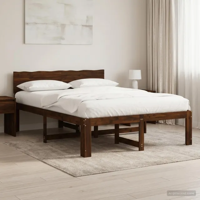 vidaXL Tweepersoonsbed met hoofdeinde ROSTOCK Donkerbruin 140 x 190 cm