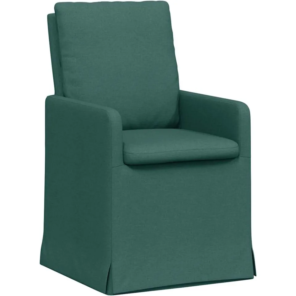 vidaXL Eettafelstoelen 2 st Stof Donkergroen 57 x 67 x 98 cm