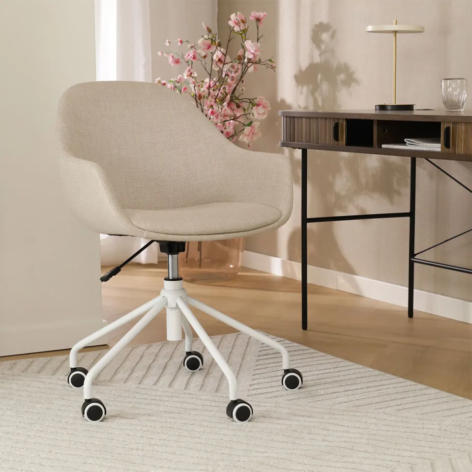 Nolon Nout-Mae bureaustoel beige - wit onderstel, foto 2