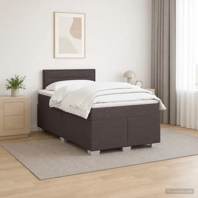 vidaXL Boxspringbed met matras Donkerbruin 120 x 190 cm Stof bruin