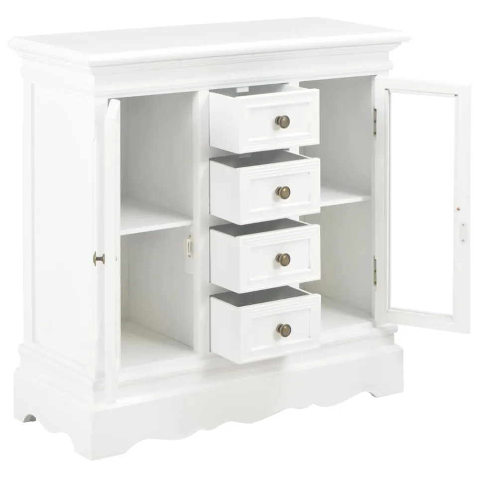 vidaXL Dressoir 70x28x70 cm massief grenenhout wit, foto 3