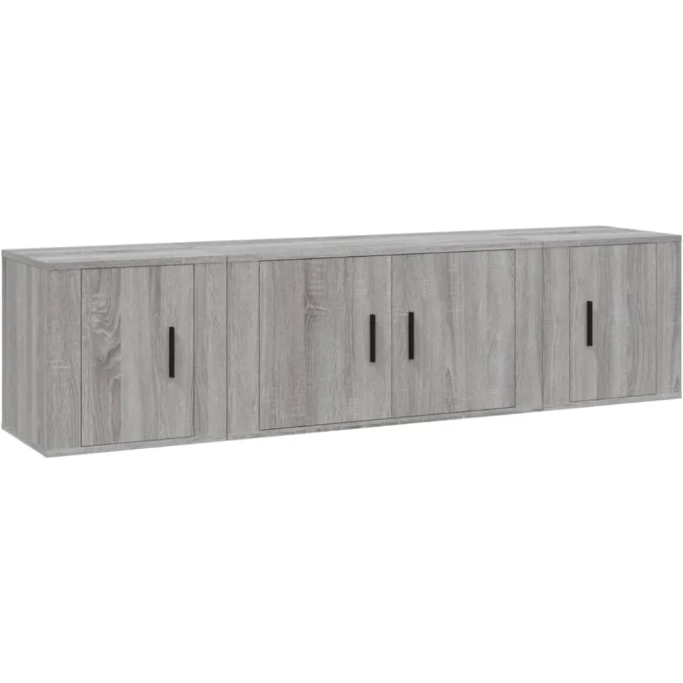 vidaXL 3-delige Tv-meubelset bewerkt hout grijs sonoma eikenkleurig, foto 3