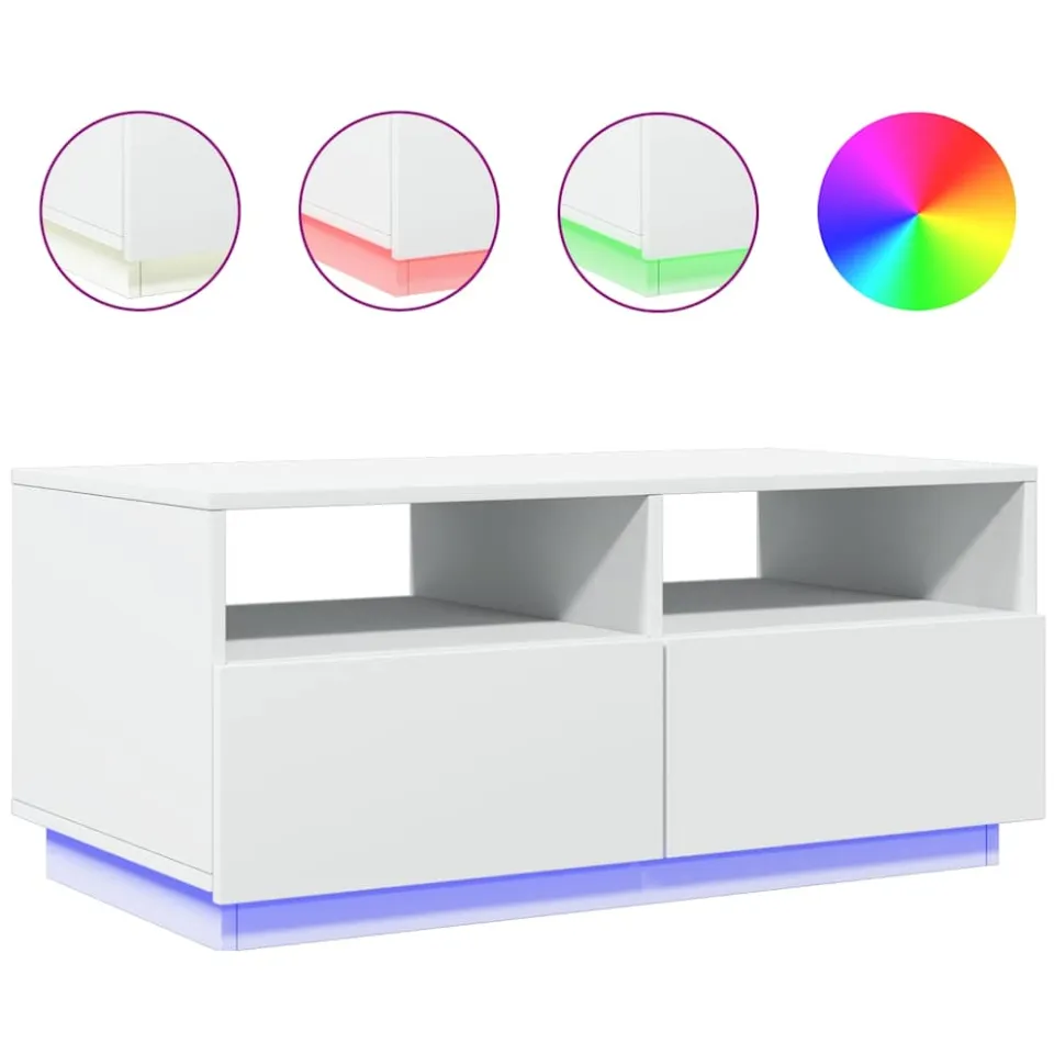 vidaXL Salontafel met LED-verlichting 90x49x40 cm wit