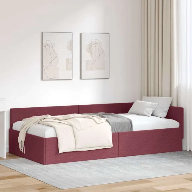 vidaXL Hoekbedframe Wijnrood 80 x 200 cm Stof