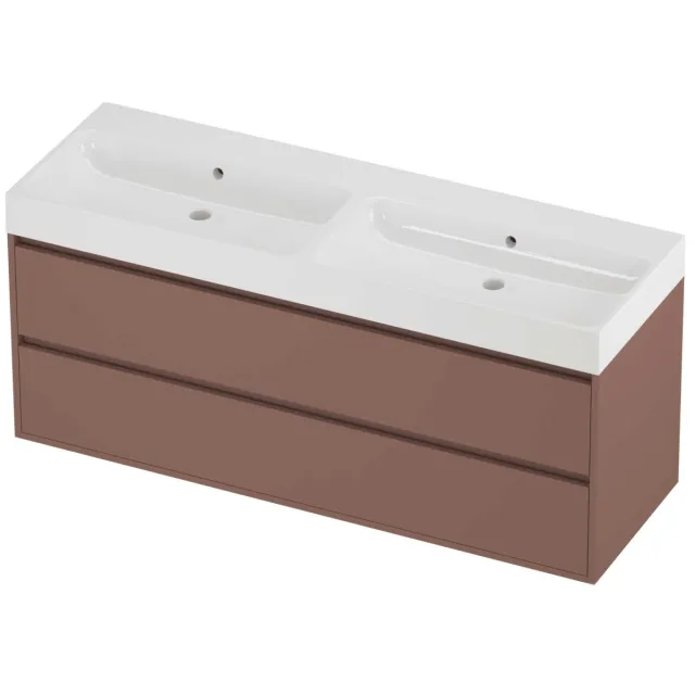 Proline Podium Badmeubelset Polystone Loft 140x46x62 cm Glans Wit Beauty Blush Rosé Goud