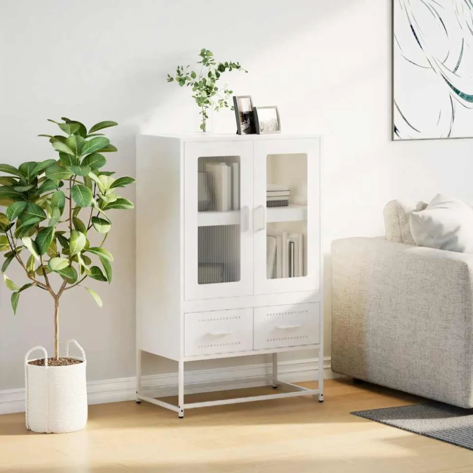 vidaXL Hoge kast 68x39x111,5 cm staal wit, foto 2