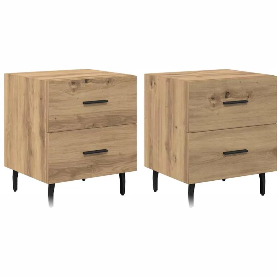 vidaXL Nachtkastje 2 st Artisan Eiken 40 x 35 x 47,5 cm Bewerkt hout, foto 3
