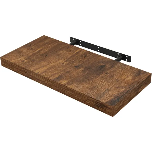 BukkitBow Zwevende Wandplank - 10 kg Laadvermogen - Diverse Maten van 25-120cm - Muur Montage - Rustiek Bruin Hout - 60cm Vintage
