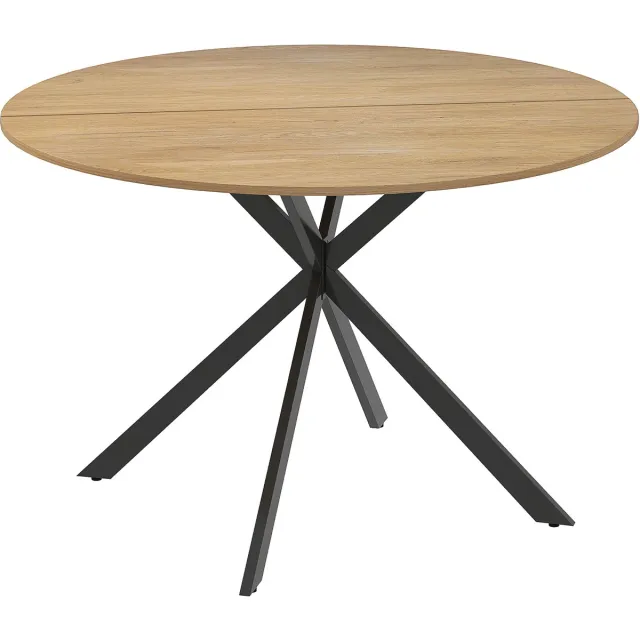 Homona Ronde eettafel - Voor 4 personen - Met stalen frame en verstelbare voetjes - Ø120 x 75 cm - Eikenlook Bruin