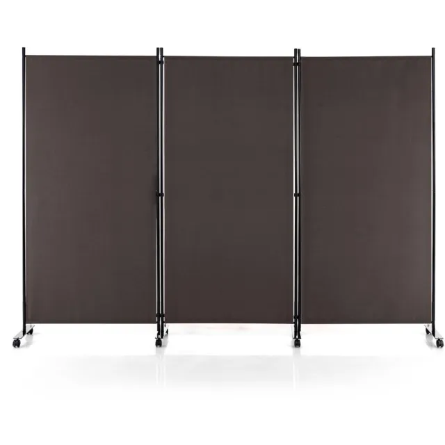 Suredeal Kamerscherm - Paneels Wielen Privacyschermen - 262x30x180 cm - Koffiebruin