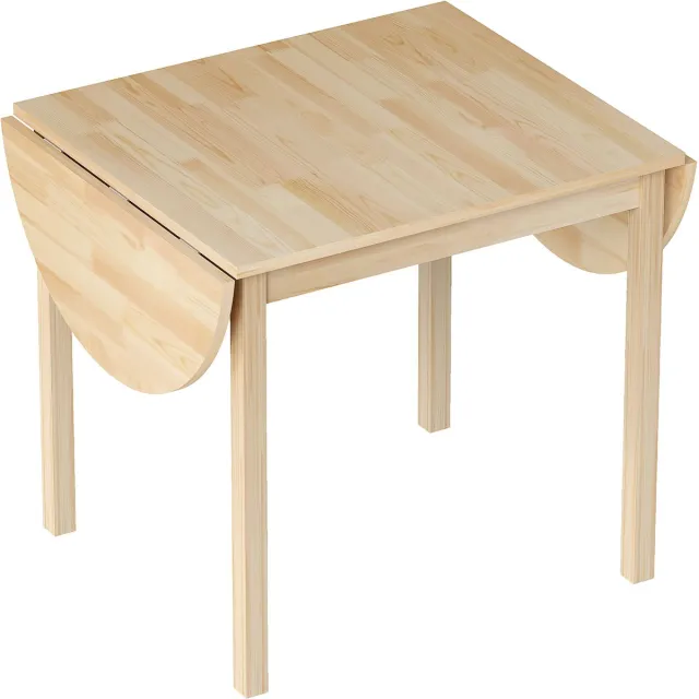 Homona Klapbare eettafel - Voor 4-6 personen - Met uitklapbare zijbladen - Massief grenenhout - 140 x 70 x 75 cm - Natuurlijk hout Bruin