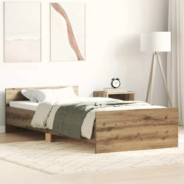 vidaXL Bedframe zonder matras spaanplaat artisanaal eikenkleurig Bruin