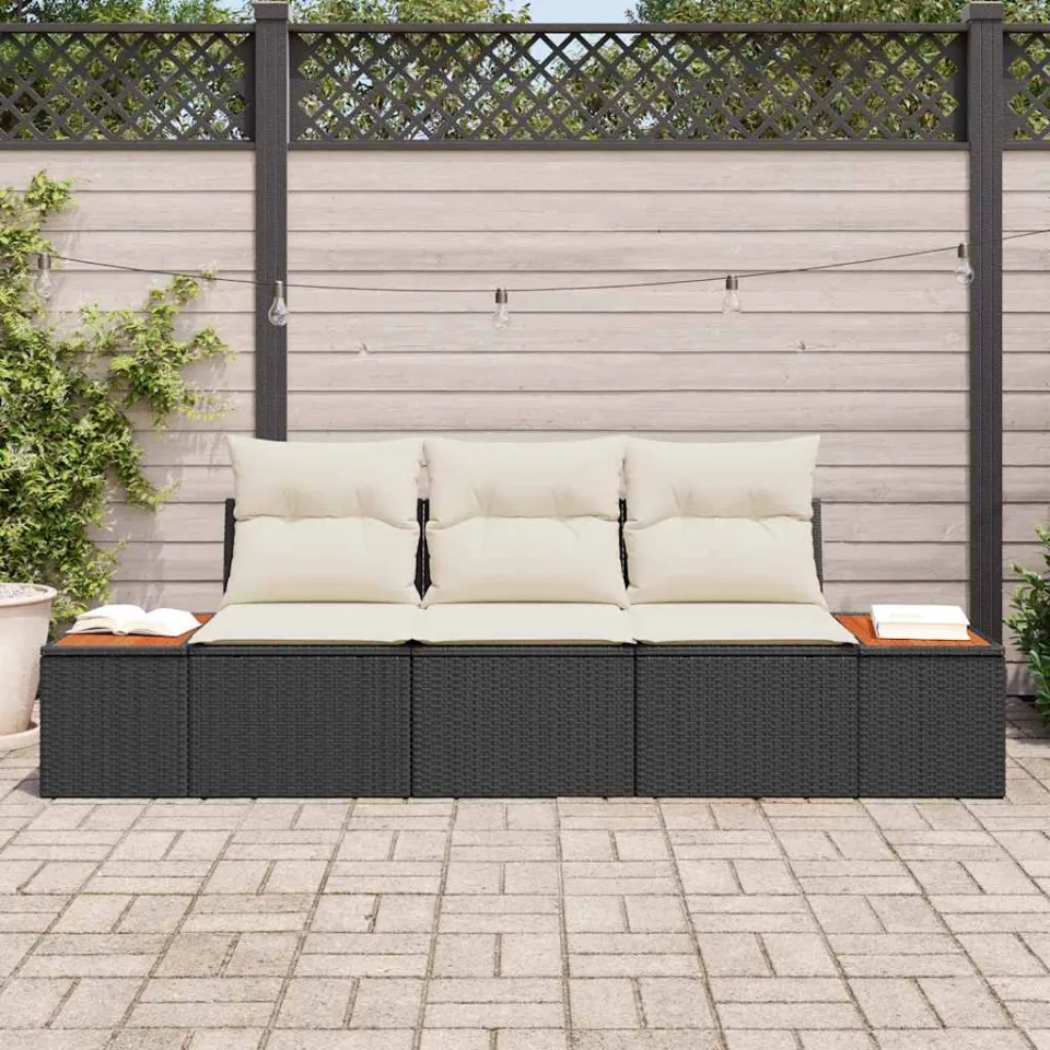 vidaXL Tuin Sofa Set 3 st Zwart poly rattan, foto 3