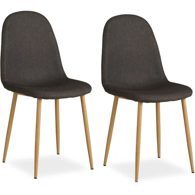 Homestyle4u Eetkamerstoelen - Set van 2 - Antraciet - Linnen