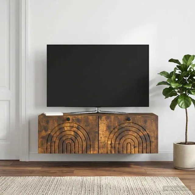 vidaXL Wandbeugel TV-kast Gerookt eiken 98 x 31 x 30 cm Bewerkt hout Bruin
