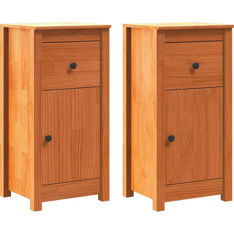 vidaXL Dressoir 2 st Wasbruin 39 x 34,5 x 80 cm Massief grenenhout bruin, foto 3