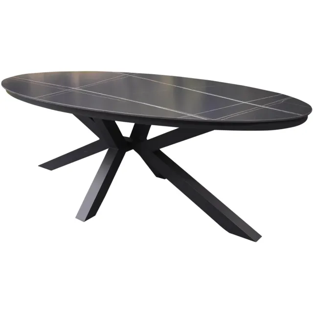 AVH-Collectie Talitha dining tuintafel 220x114xH75 cm ovaal antraciet sintered stone blad