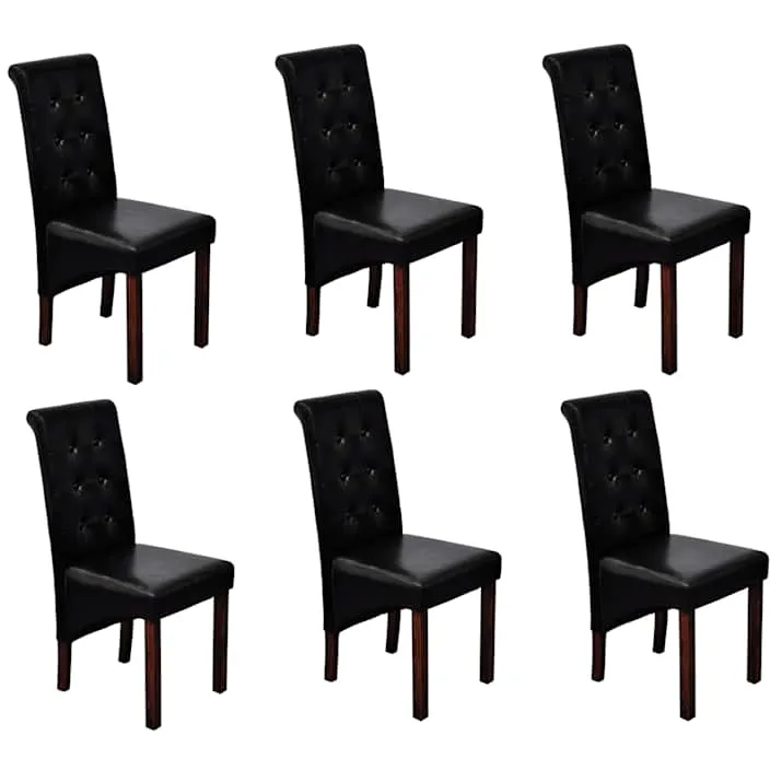 vidaXL Eetkamerstoelen 6 st kunstleer zwart
