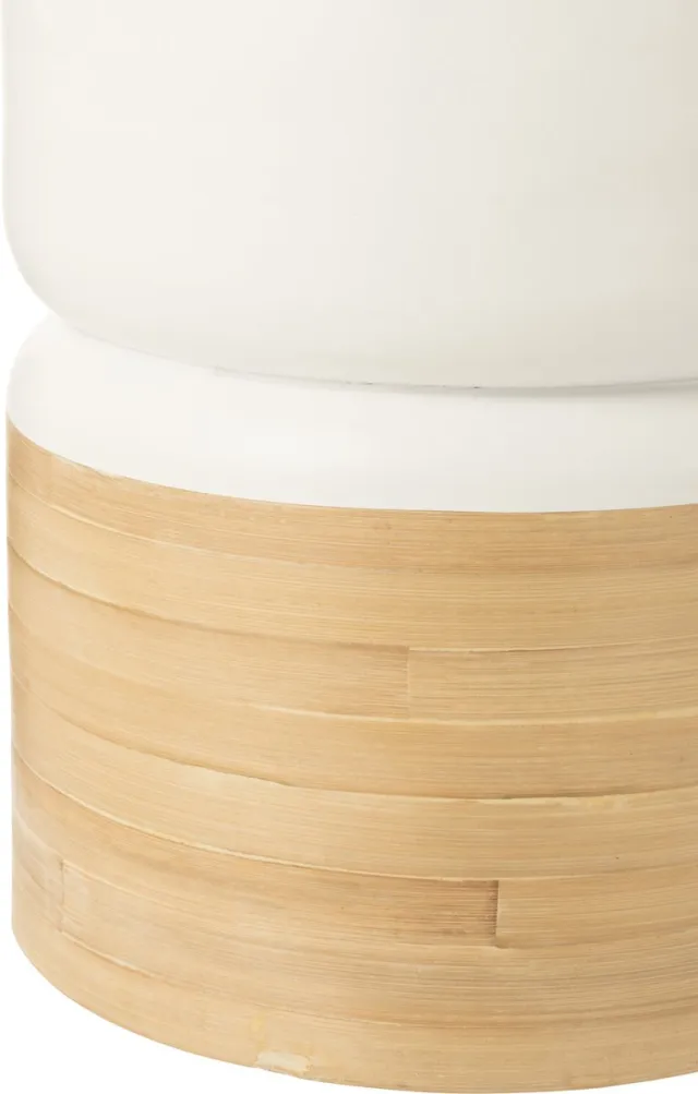 J-Line bijzettafel Rond - bamboe - wit/naturel
