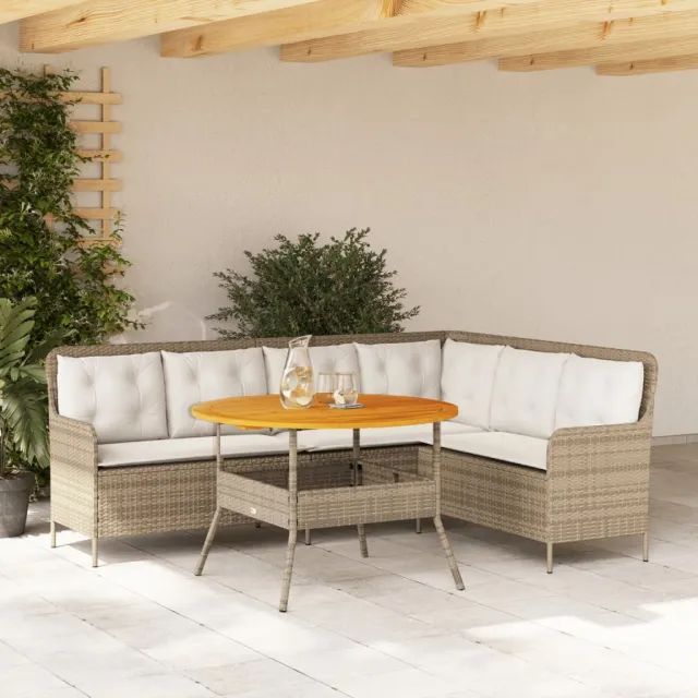 vidaXL 2-delige Loungeset met kussens poly rattan beige, foto 2