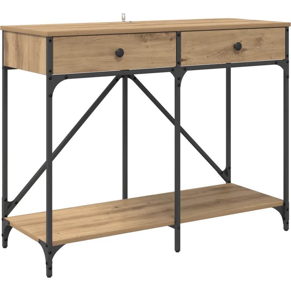 vidaXL Wandtafel Artisan Eiken 100 x 39 x 78,5 cm Bewerkt hout, foto 3