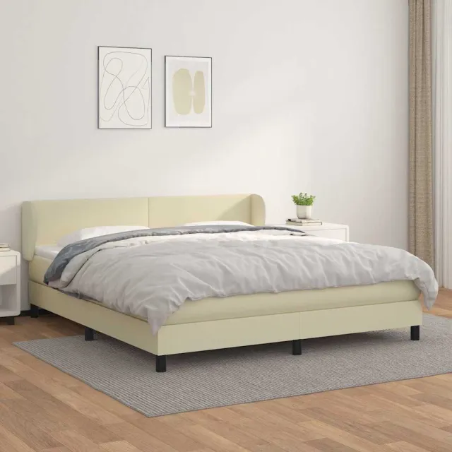 vidaXL Boxspring met matras kunstleer crèmekleurig 180x200 cm