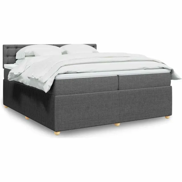 vidaXL Boxspring met matras stof donkergrijs 200x200 cm grijs