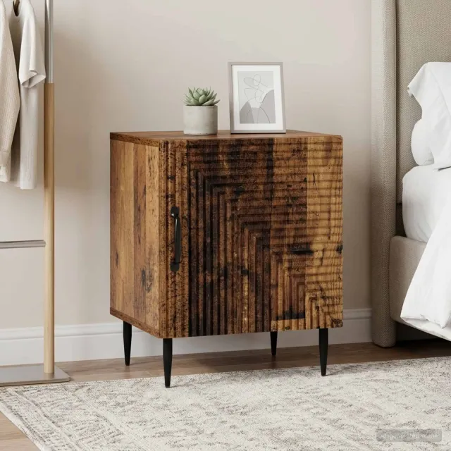 vidaXL Nachtkastje 2 st Oud hout 43 x 34,5 x 50 cm Bewerkt hout bruin, foto 2