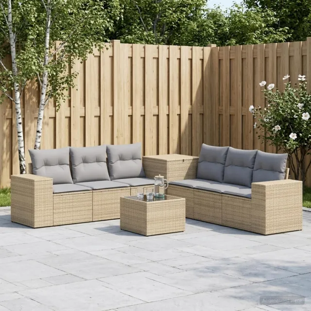 vidaXL Bankstel 8 st Beige en Licht Grijs 55 x 55 x 37 cm