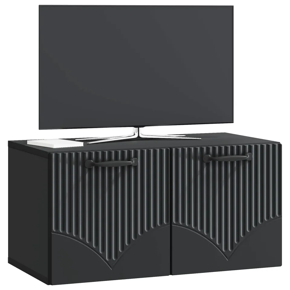 vidaXL Wandbeugel TV-kast Zwart 59,5 x 31 x 30 cm Bewerkt hout