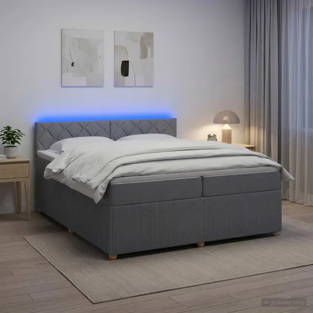 vidaXL Boxspringbed met matras Lichtgrijs 200 x 200 cm Stof
