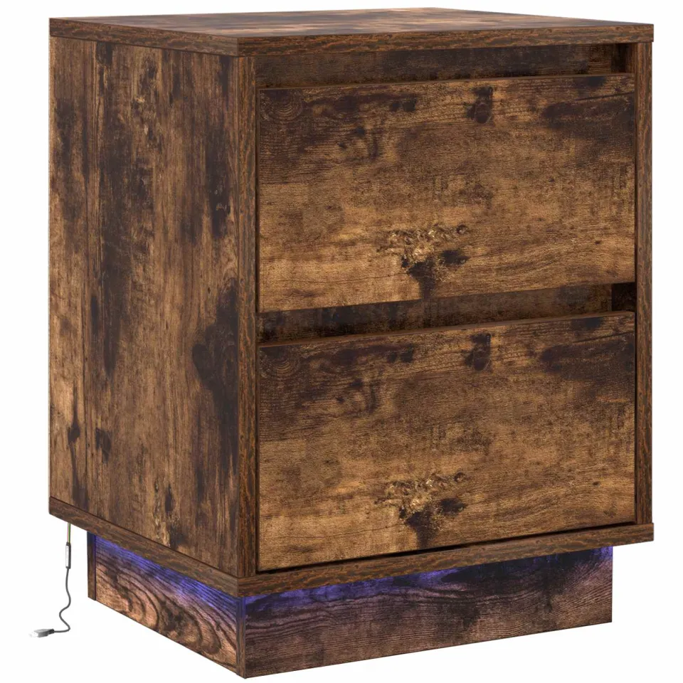 vidaXL Nachtkastje Gerookt eiken 39 x 34,5 x 50 cm Bewerkt hout, foto 3