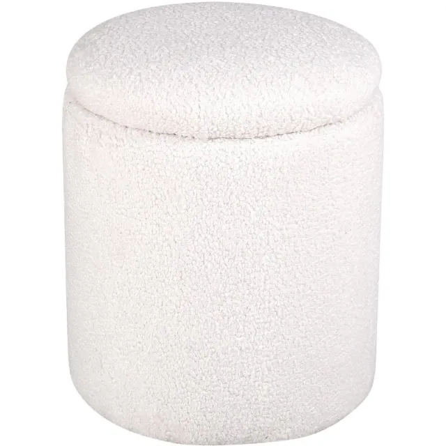Nest of Nora Ronde poef met opbergruimte hocker - Teddy - Offwhite