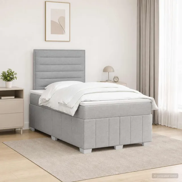 vidaXL Boxspringbed met matras Lichtgrijs 120 x 190 cm Stof
