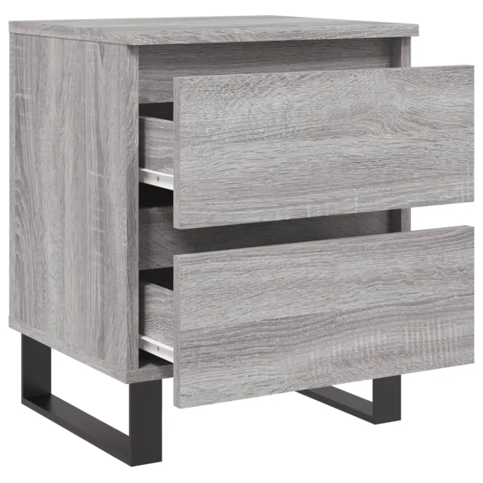 vidaXL Nachtkastjes 2 st 40x35x50 cm bewerkt hout grijs sonoma eiken, foto 4