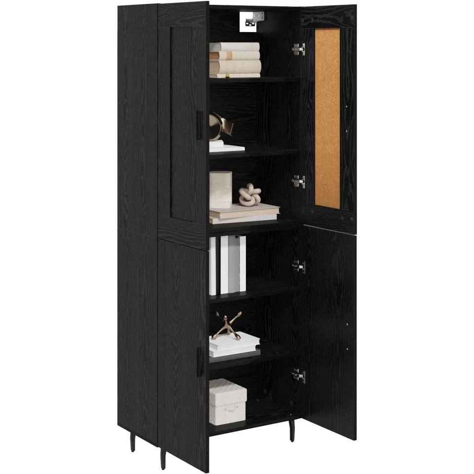 vidaXL Hoge kast 2 st Zwart Eiken 69,5 x 34 x 180 cm Bewerkt hout