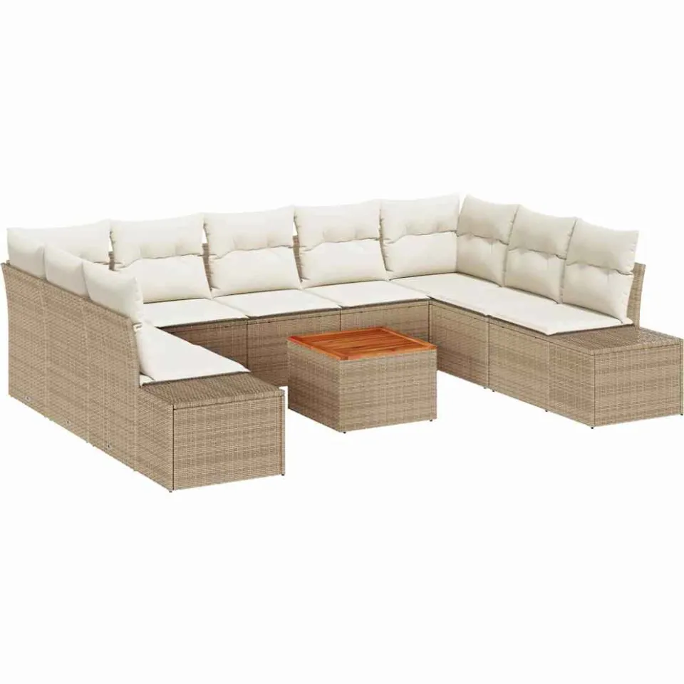 vidaXL Tuin Sofa Set 10 st Beige en wit