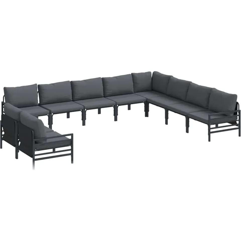 vidaXL Tuinbankenset 10 st Zwart Staal Anthraciet