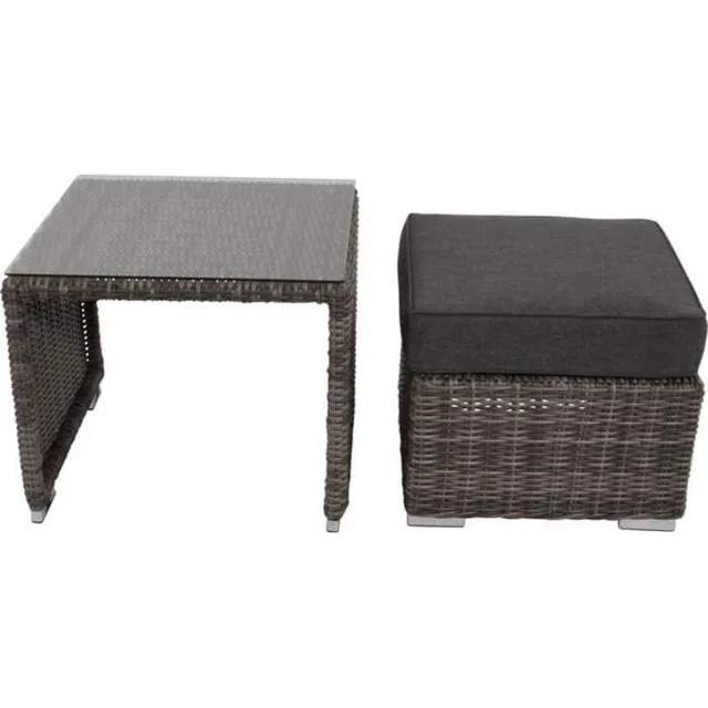 Lesliliving Lounge tafel met hocker Perugia mixed grey