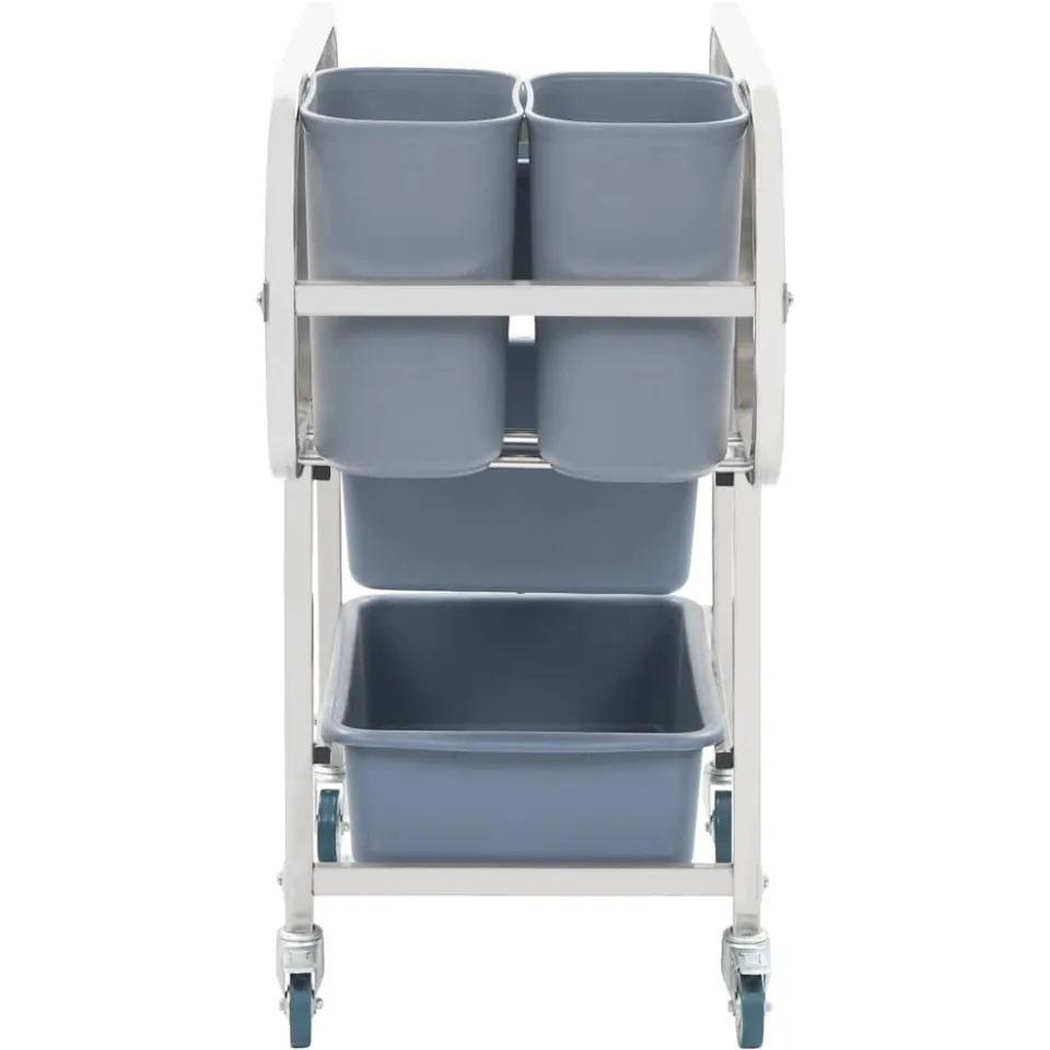 vidaXL Keukenwagen met kunststof containers 82x43,5x93 cm Zilver